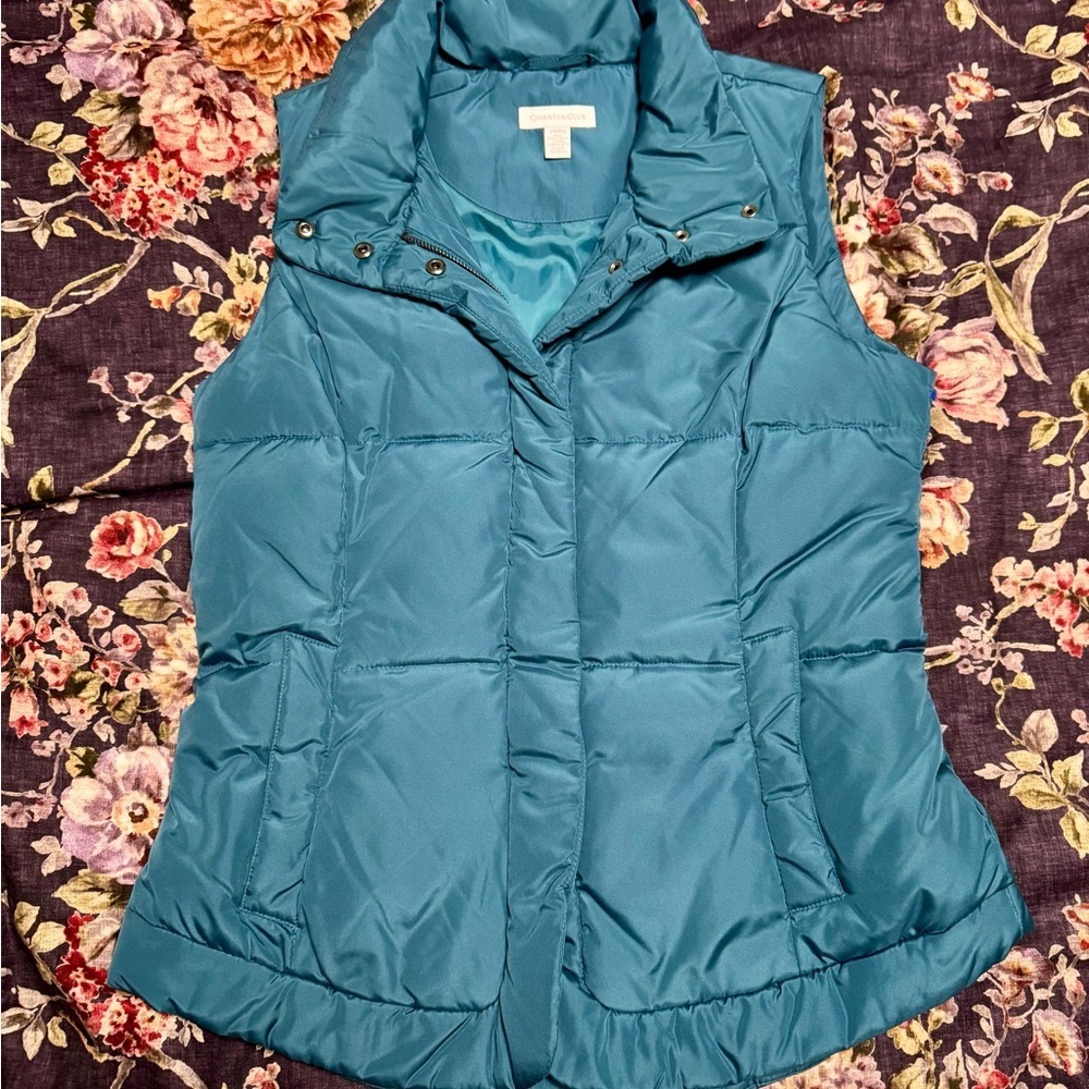 Charter Club Women's Teal Puffer Vest - Picture 2 of 10